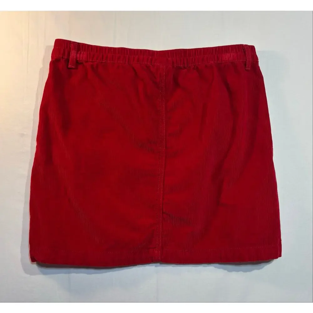 Wonder Nation Red Corduroy Mini Skirt Plus L 10-12 Cotton Pockets Casual